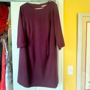 Very nice burgundy/wine colored Eliza J long sleeve dress with pockets sz 14W